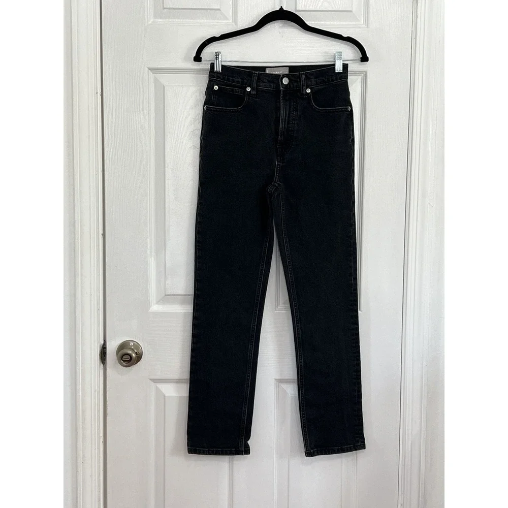 Everlane Way High Slim Jeans 25 Short Black Straight Leg Minimalist Quiet Luxury